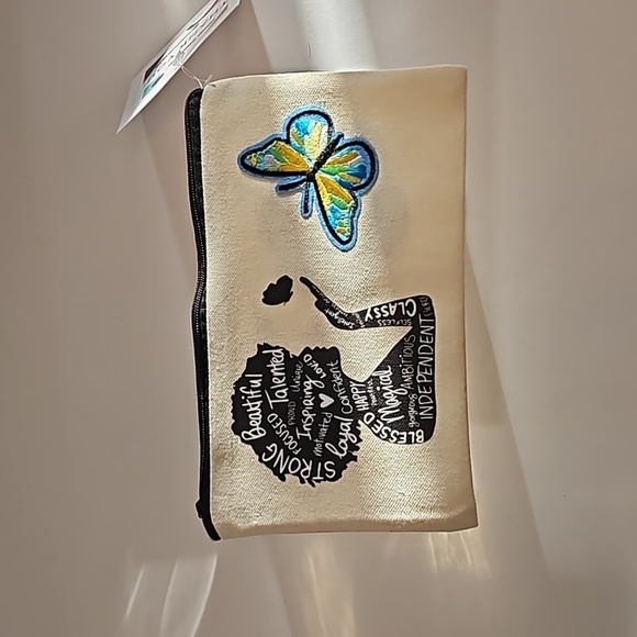 Hand Crafted makeup bag Canvas Pencil case Iron applique Handmade Travel purse - Picture 12 of 17